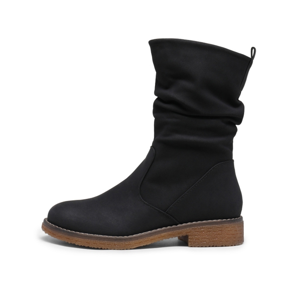 Winter Chunky Mid Calf Boots - BLACK PU - 1